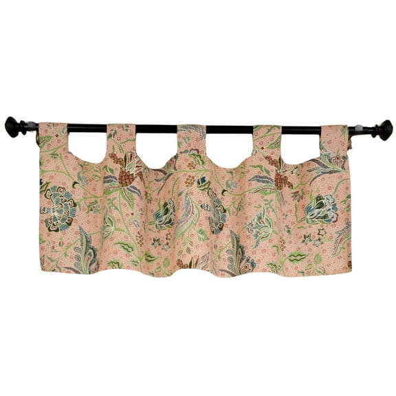 RLF Home 4" Top Tab High Quality Fabric Every Tab Valance for Windows 50" x 16" Rose