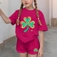 thumbnail image 3 of Vestido de manga corta Estilo Niños Día de San Patricio impreso cuello redondo blusa y pantalones Set de dos piezas Blusa de manga corta, 3 of 6