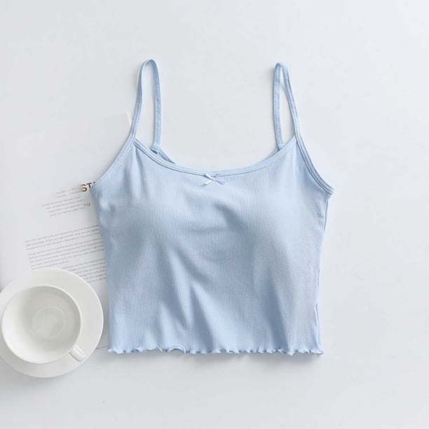 Pijama de manga corta para mujer, de verano, color liso, con tirantes y acolchado en el pecho, ropa interior sin mangas y pijama. Blusa de poliéster para mujer.