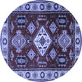 thumbnail image 1 of Ahgly Company Indoor Round Geometric Blue Traditional Area Rugs, 6' Round, 1 of 4