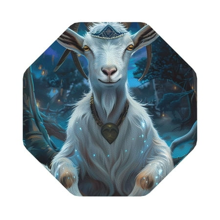 

Salouo Forest Meditating Goat Print Round Coaster Drink Coasters Leather Bar Beer Beverage Coasters for Drinks Set of 4 for Tabletop Protection Coffee Table Decor