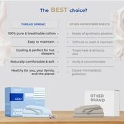 THREAD SPREAD King Sheets Cotton - 400 Thread Count 100% Egyptian Cotton Sheets King Size (4 PC, Light Blue), Soft, Cooling Sateen Hotel Sheet Set