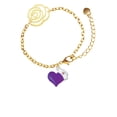 thumbnail image 2 of Delight Jewelry Silvertone Purple Heart with Nurse Hat Gold-tone Flower Link Chain Bracelet, 6.75"+2" Extender, 2 of 4