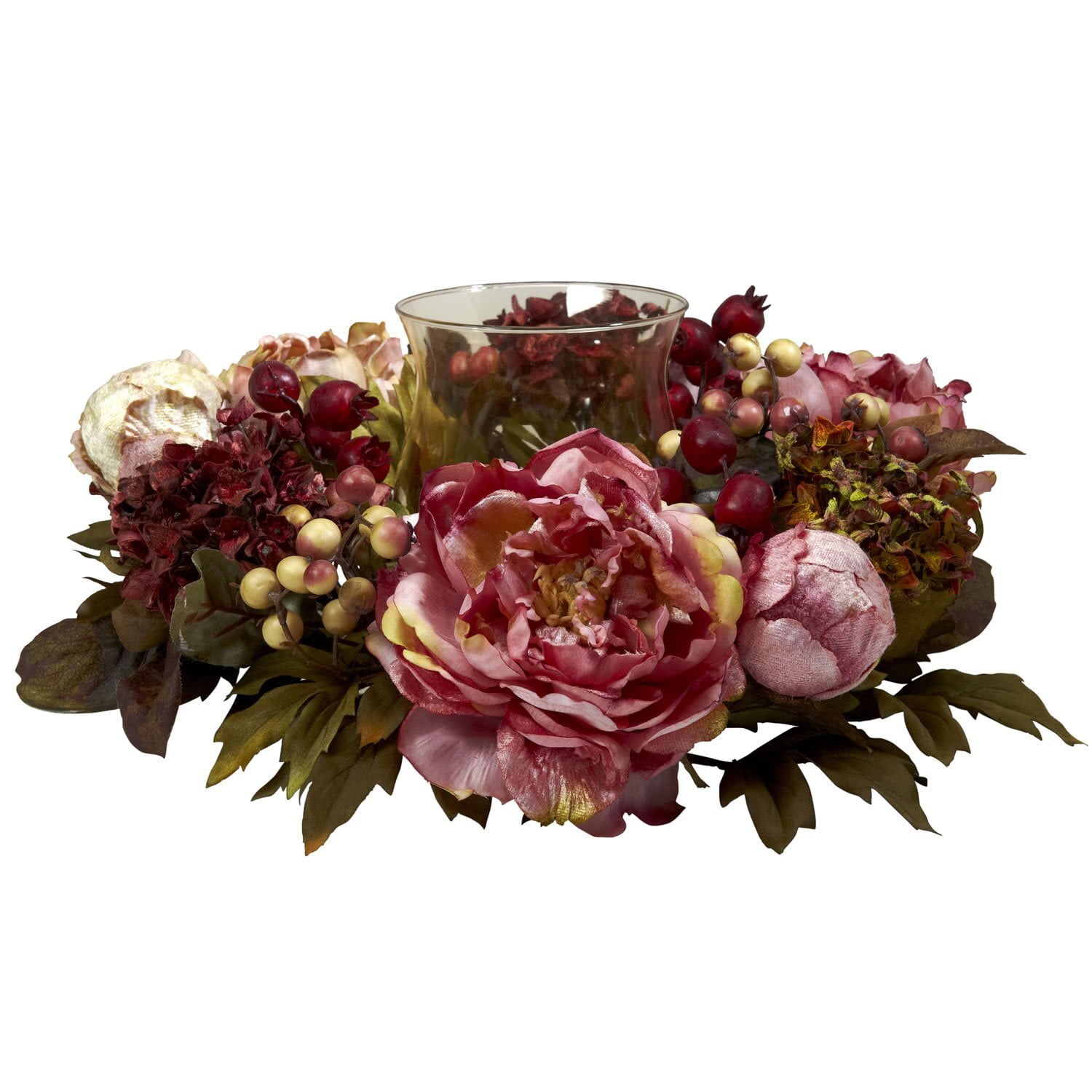 Nearly Natural 4685-AP Rose Candelabrum Decorative Silk Flower Arrangement Pastel