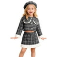 thumbnail image 2 of WOYY Elegant Girls Outfits Long Sleeve Plaid Jacket Skirt Beret Hat 3Pcs Set, Sizes 2-3T, 2 of 4
