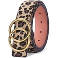 thumbnail image 4 of Women Leather Belt Fashion Double O-Ring Soft Faux Leather Waist Belts For Jeans Dress, 4 of 6