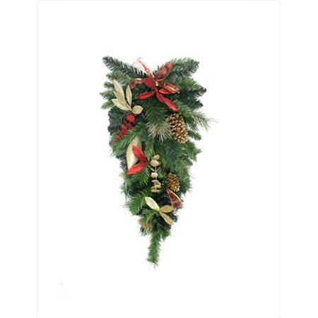 Northlight 30 Inch Pre Decorated Gold Pine Cone Eucalyptus And