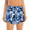 thumbnail image 2 of Picia Evil Eye Pattern Women's 2 in 1 Athletic Running Shorts High Waisted Workout Casual Gym Sweat Shorts with Comfy Liner Zipper Pockets-Medium, 2 of 9