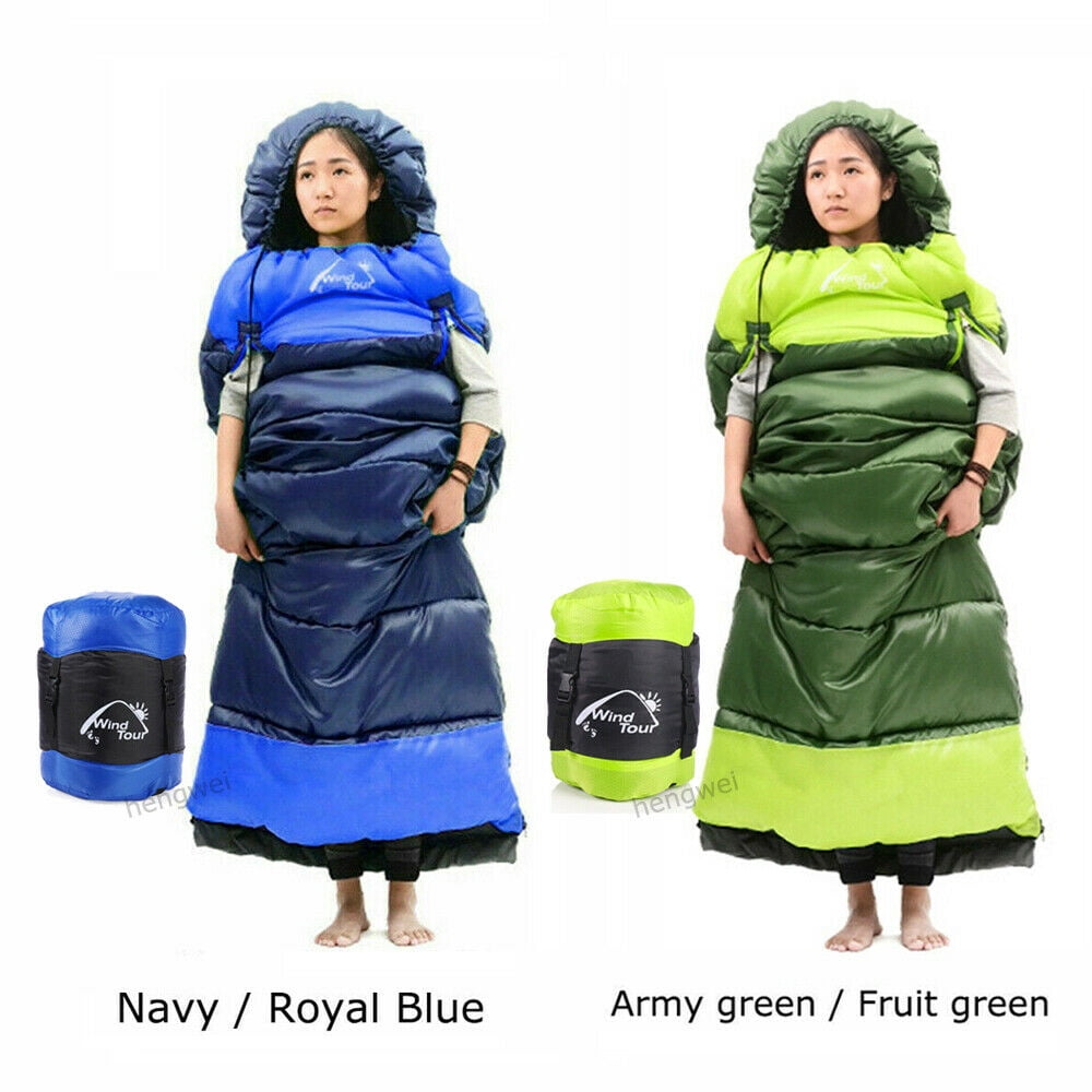 CJC Wearable Sleeping Bag for Adults and Kids Winter Temp Range (5°F to 50°F) Cold Weather Waterproof Sleeping Bag With Zipper for 3-4 Season Camping Climbing Outdoor， Blue, Left zipper