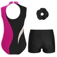 thumbnail image 2 of YONGHS Girls Sparkly Dance Unitards Biketards Gymnastics Leotards with Shorts Hair Tie Hot Pink 12, 2 of 5