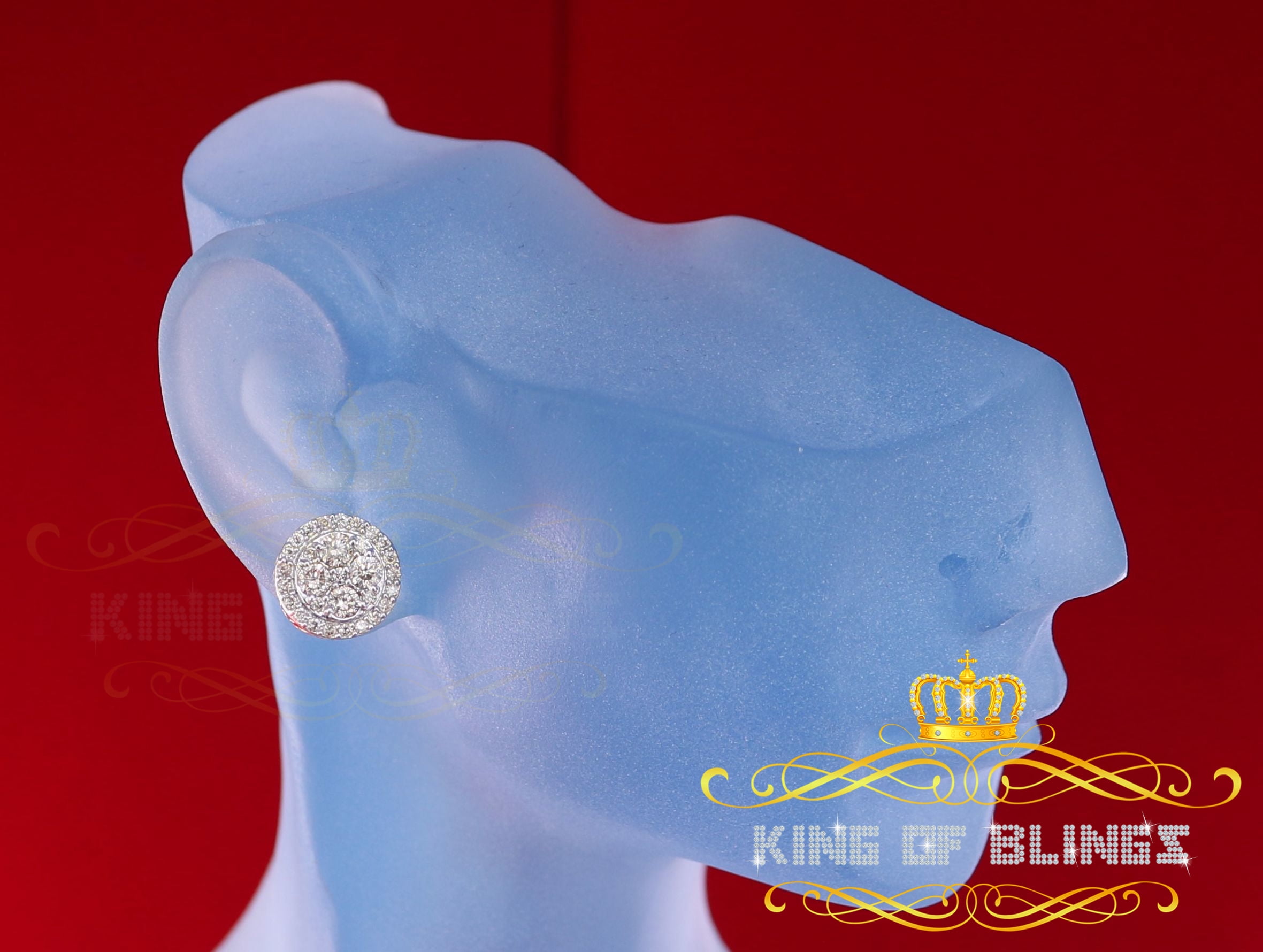 King of Bling's 10K Real Yellow Gold Real Diamond 1.25CT Men's/Women's Stud Round Earring