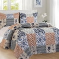 thumbnail image 2 of Elegant Comfort 3-Piece Quilted Bedspread Set, Reversible Plaid Patchwork Design, Ultra Soft All-Season Coverlet with Pillow Shams, Heavyweight Quilt, Full, Plaid Floral, 2 of 5