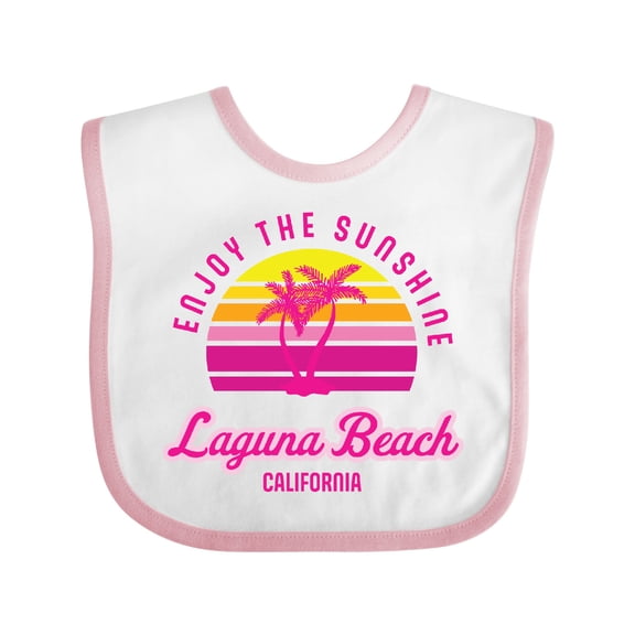 Inktastic Summer Enjoy the Sunshine Laguna Beach California in Pink Boys or Girls Baby Bib