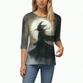 thumbnail image 4 of Towmus Womens Fall Shirts Casual V Neck 3/4 Length Sleeve Tops Soft Basic Tees Halloween Blouses, 4 of 6