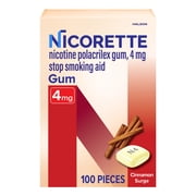 Nicorette Nicotine Gum, Stop Smoking Aids, 4 mg, Cinnamon Surge, 100 Count