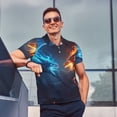 thumbnail image 4 of Balery Red And Blue Fire Dragon C Camisa Polo de Hombre con Estampado, de Manga Corta y Tejido Medio, Camisa Tipo Golf Polo-Medium, 4 of 6