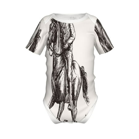 

Junzan Cowboy Ride A Horse Print Short-Sleeve Baby Climbing Clothes Bodysuits for Infant One-Piece for Baby Boys & Girls Baby Clothes Baby Romper with Snap Closure-3 Months