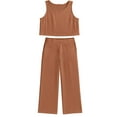 thumbnail image 6 of Cueply Women's Summer 2 Piece Outfits Lounge Sets Sleeveless Crop Top Wide Leg Cropped Pants with Pockets, 6 of 7