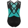 thumbnail image 3 of Kaerm Kids Girls Gymnastics Leotards Bodysuits Glittery Rhinestones Crisscross Back Sleeveless Jumpsuits Green 8, 3 of 4