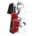 thumbnail image 4 of Summer Savings ! Rciityk Womens T shirts Casual Loose Short Sleeve V Neck Tunic Tops Fashion Floral Summer Pleated Dress T-shirts, 4 of 5