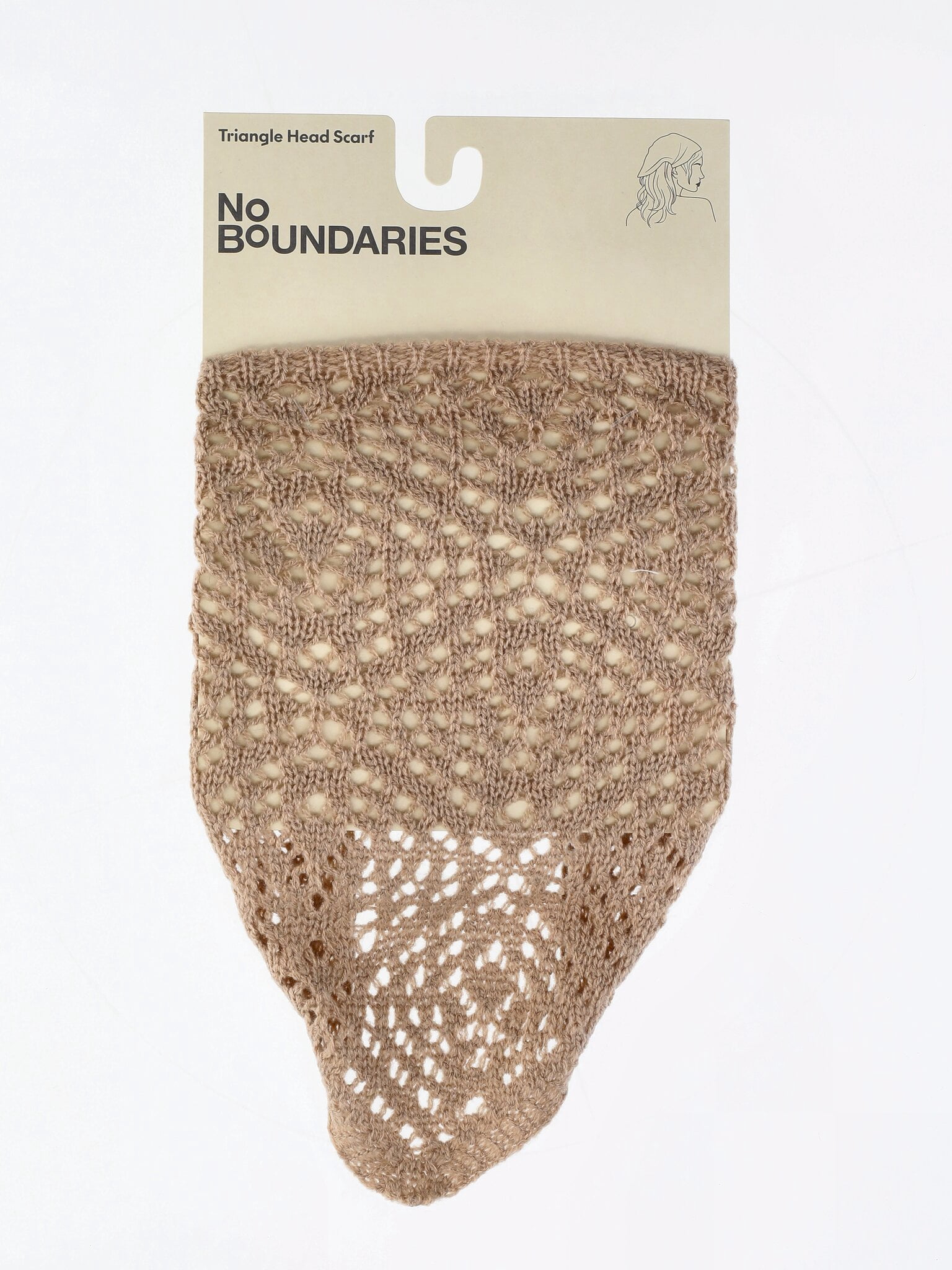 No Boundaries Women’s Woven Triangle Headscarf in Oxford Tan with Casual Geometric Pattern
