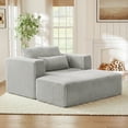 thumbnail image 3 of Muumblus Accent Chair with Movable Ottoman, Oversized Indoor Chaise Lounge Chair, No Assembly, Boneless Corduroy Cloud Sofa for Living Room, Light Gray, 3 of 12