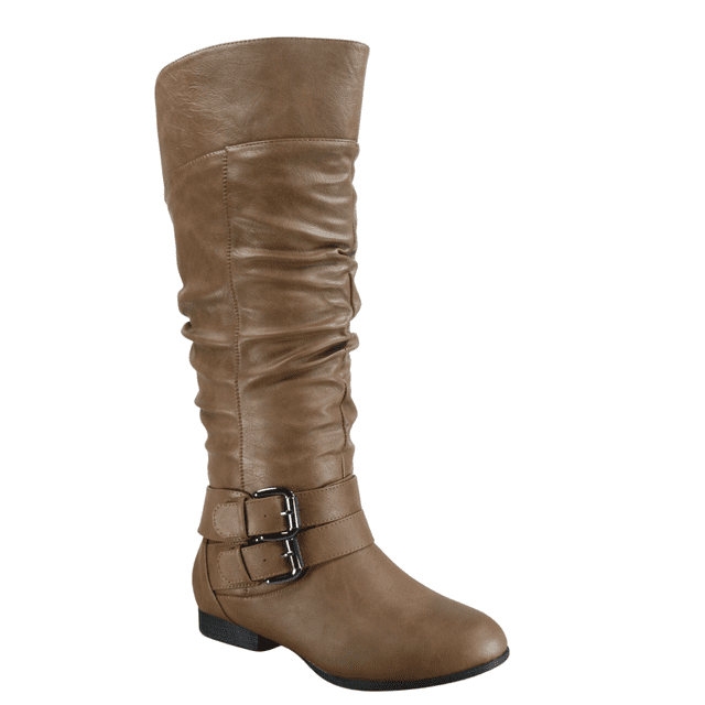Bottes Cavalières à Fermeture Éclair pour Femmes, Hauteur Genou, Décontractées, Talon Plat Bas, Bottes d'Hiver, Chaussures (Cognac, 9)