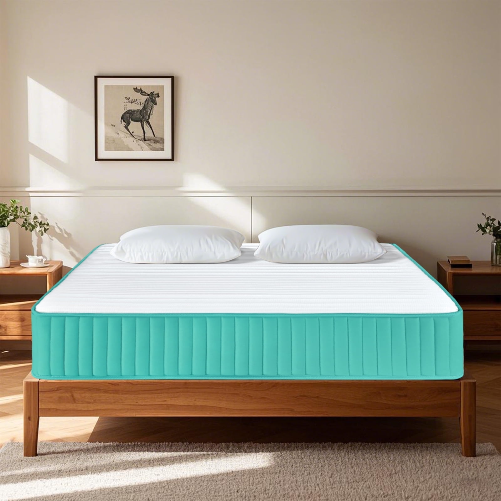 BMMB Full Size Summer Cooling Breathing Mattress, 12'' Medium Firm Comfortable Hybrid Innerspring and Memory Foam Mattress
