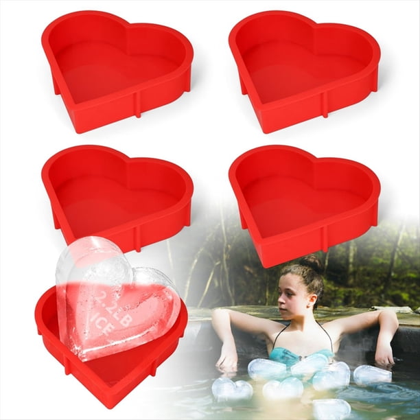 Moldes Silicona Reutilizables para Cubitos Hielo (Paquete 4), 2,7 Kg, Extra Grandes, para Bañeras Inmersión Fría y Baños Hielo, Bandejas Gigantes para Cubitos Hielo Congelador.