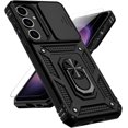 thumbnail image 1 of KOMI for Samsung Galaxy S25 Case with Slide Camera Cover HD Screen Protector [15ft Military Grade Drop Tested] Magnetic Ring Holder Kickstand Protective Phone Case for Galaxy S25 2025 (6.2 inch) Black, 1 of 5