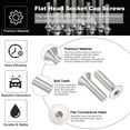 thumbnail image 3 of Uxcell 1/4-20 x 7/8" Flat Countersunk Head Socket Cap Countersunk Bolt Machine Screws 304 Stainless Steel 18-8, 20 Pcs, 3 of 7