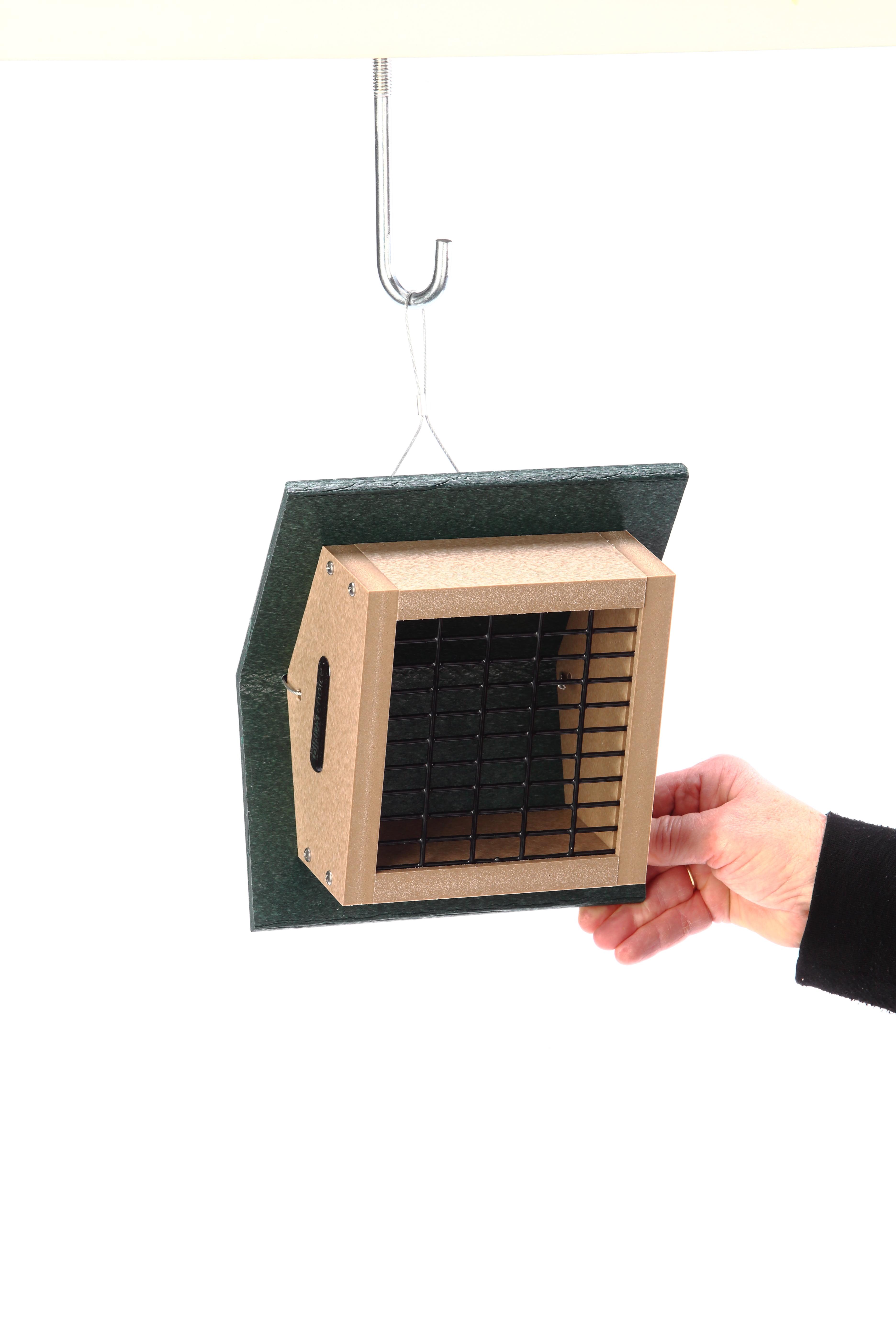 Birds Choice 4.25" Upside Down Recycled Materials Suet Seed Block Feeder, Taupe/Green