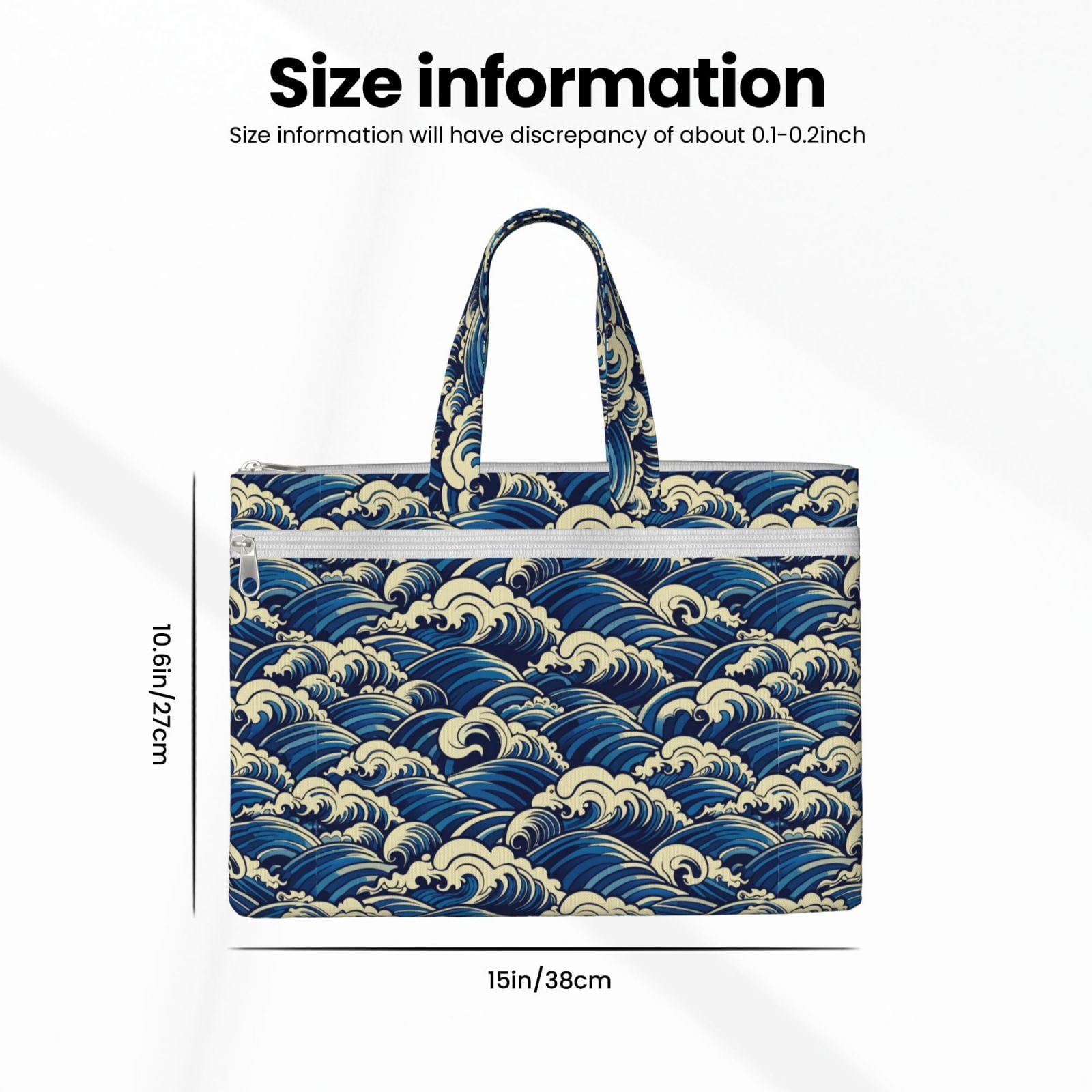 Kdxio Japanese Water Wave File Tote Document Bag Business Briefcase Bag Document Organizer Tote Briefcase for Letter A4 Files Business Teacher Office Bag
