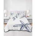thumbnail image 2 of Quilts Queen Size Bedding Set, Starfish Coastal Reversible Summer Quilt 3 Pieces, Seaside Nautical Summer Ocean Sea Lightweight Bedspreads Coverlets with 2 Pillow Shams for All Seasons, 2 of 5
