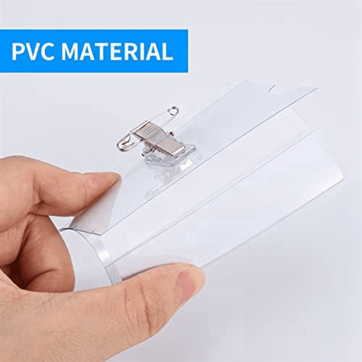 200Pcs Pin Style Clip Horizontal Name Badge Holders with Inserts Fit Card 90x55mm