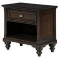 thumbnail image 3 of Meon Nightstand w Drawer and Open Cubby Shelf, Dark Oak Brown Wood, 3 of 6