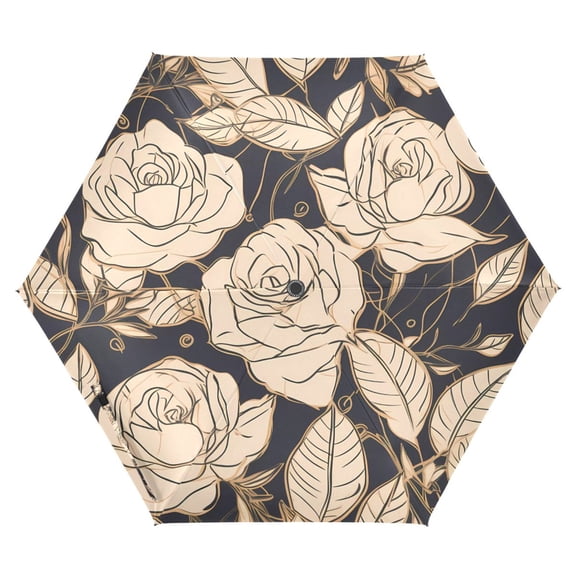 ALAZA Ethnic Retro Rose Flower UPF 50+ Compact Folding Umbrella for Rain Travel Umbrella Packable