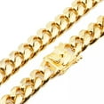 thumbnail image 2 of Mens Miami Cuban Link Bracelet Chain Necklace 18k Gold Plated Stainless Steel, 2 of 5