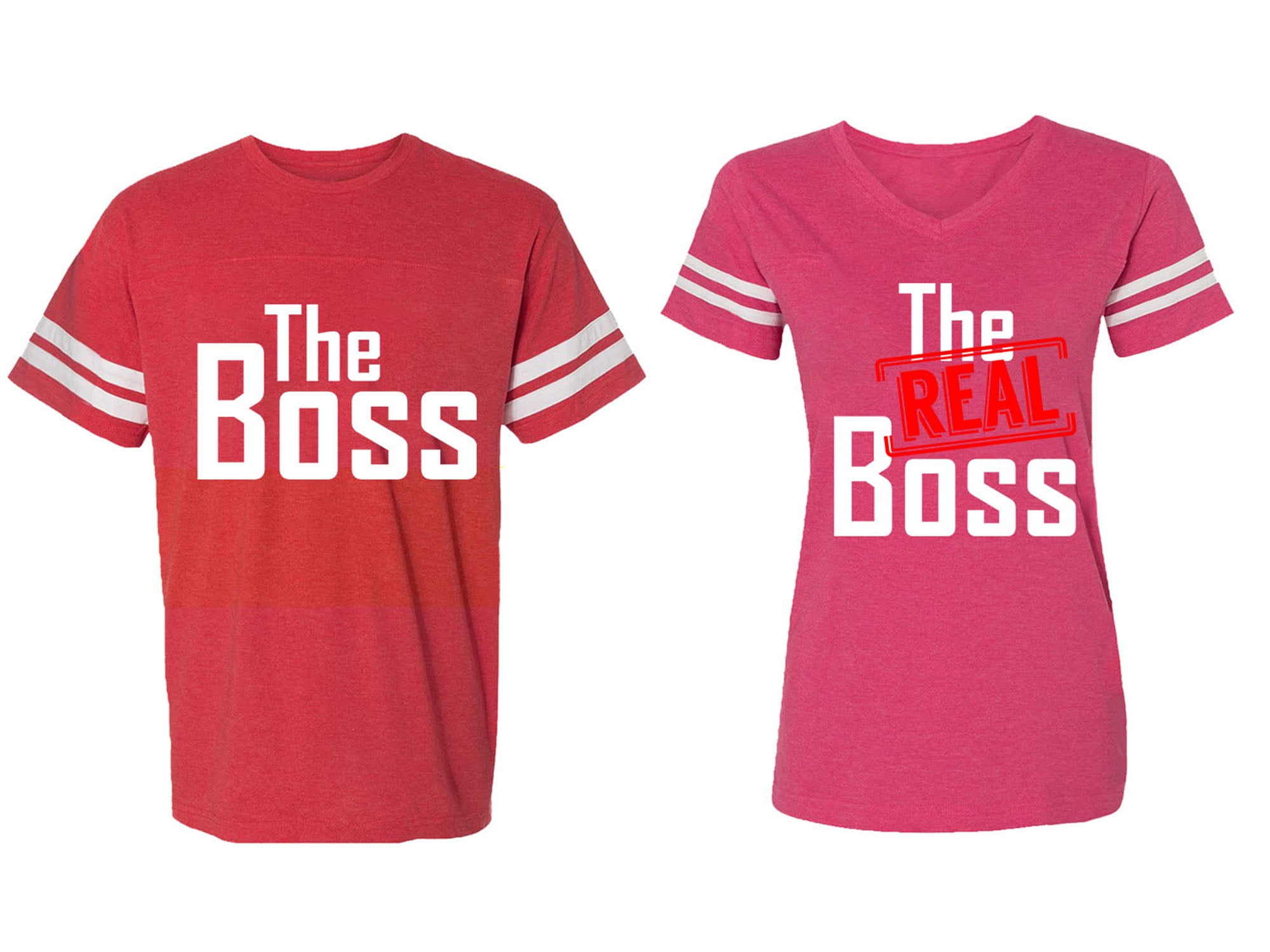 The Boss The Real Boss Matching Couple Cotton Jerseys Men Red Women Pink Men S Women M