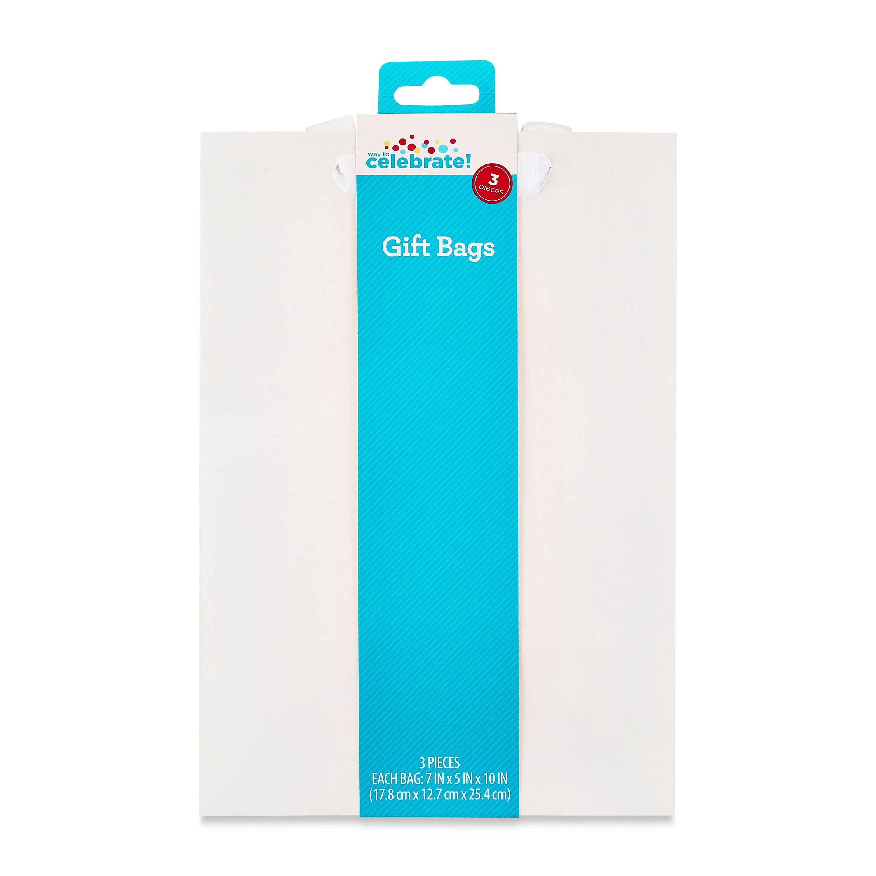 Large White Gift Bags, 7" x 10", 3 Count, by Way To Celebrate