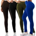 thumbnail image 4 of 4 Pack Women's High Waisted Leggings Ultra Soft Wide Waistband Pants S-3XL Plus Size Available, 4 of 6