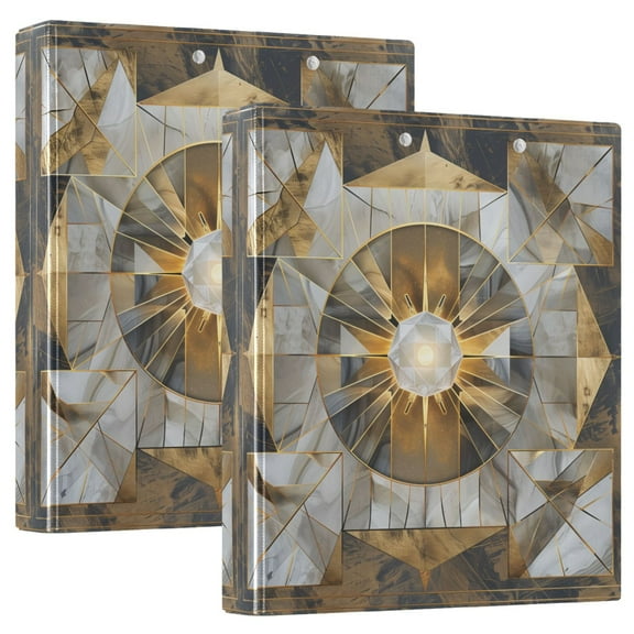Abstract Crystal Geometric Hardcover 3 Ring Binder 1.5” Round Rings Letter Size Paper Pockets for School Office Supplies