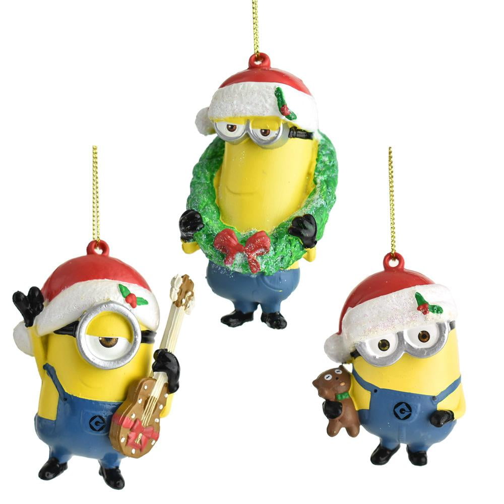 Despicable Me Santa Hat Minions Christmas Ornaments, 3Piece