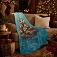 thumbnail image 3 of Turquoise Otters Underwater Illustration, Peaceful Coastal Landscape Scene, Warm Flannel Blanket for Cabin and Lodge, Beach Lovers Housewarming Gift, Coastal Home Decor, 3 of 9