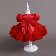 thumbnail image 3 of TTAO Newborn Baby Girls Layered Tulle Tutu Dress Bubble Sleeves Princess Dress Photography Party Red 110, 3 of 6