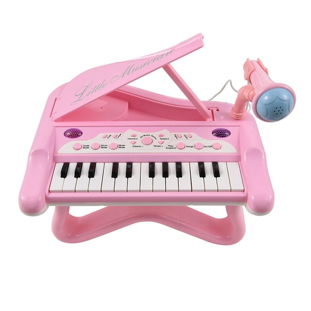 25-Key Compact Electronic Keyboard with 15 Function Keys, Light-Up & Musical Features, Simulated Instrument for Beginners - DJ201 (Pink/Blue Optional), Size 29*24.5*26cm