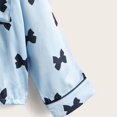 thumbnail image 6 of GYRATEDREAM Girls Satin Pajama Set, Bow Print Long Sleeve Button‑Down Sleepwear, 2‑Piece Kids PJs for 7‑14T, 6 of 8