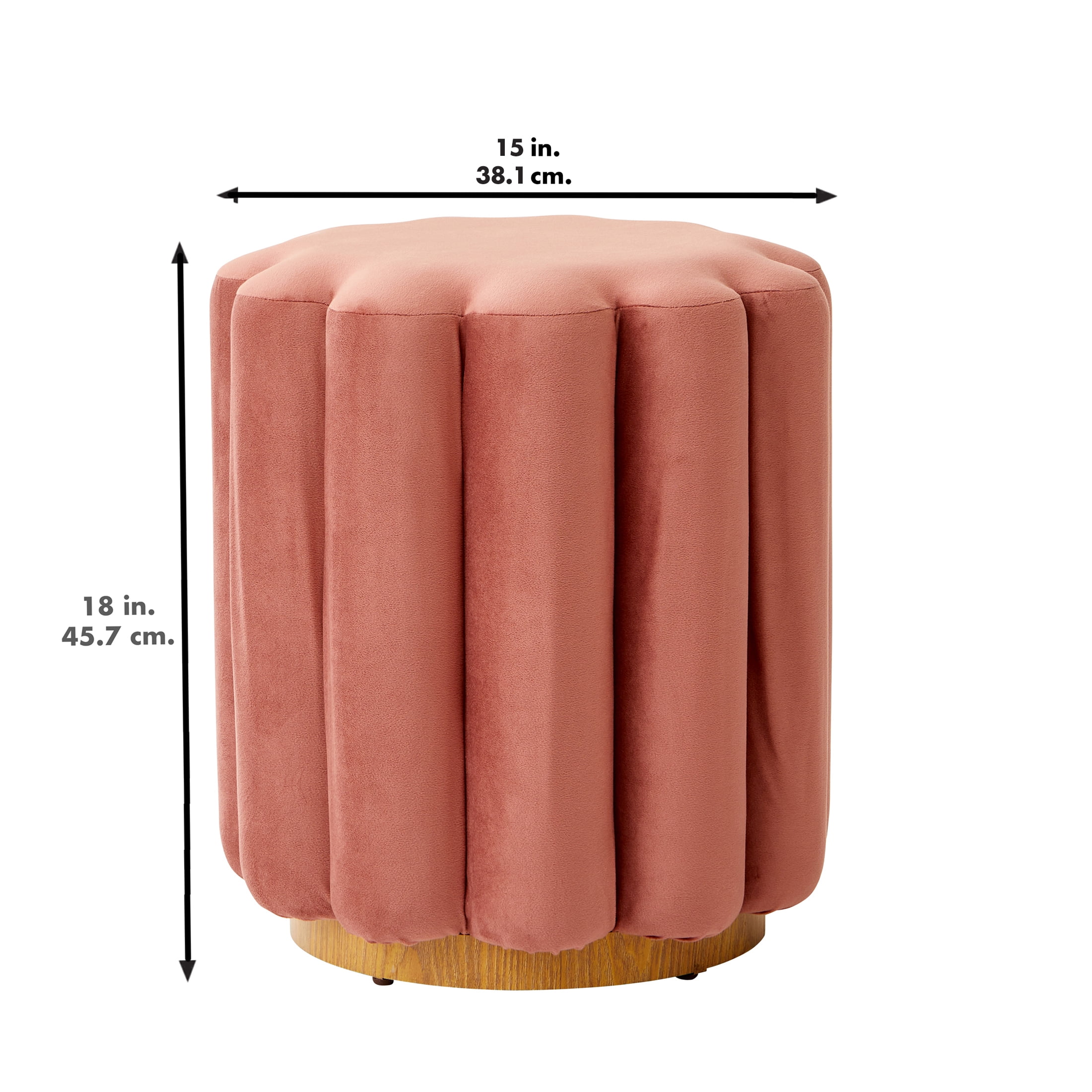 Better Homes & Gardens Lillian Velvet Tufted Ottoman, Rose