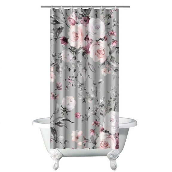 Waterproof Pioneer Shower Curtain 36x72 Inch Polyester Unique Colorful Floral Shower Curtain for Bathroom Hotel Home Decor with 7 Plastic Hooks