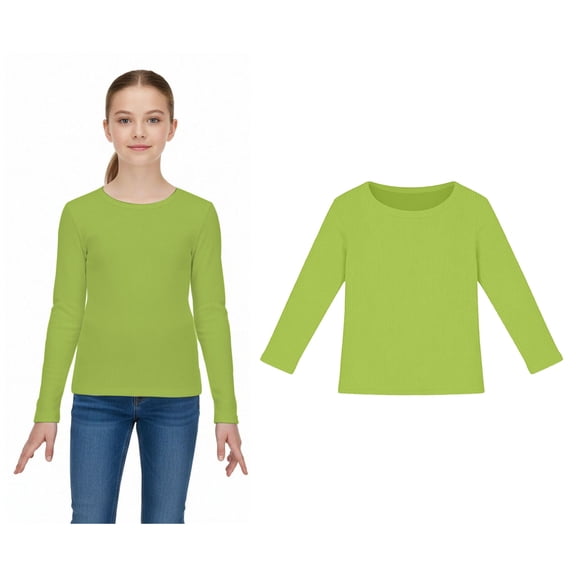 Tween Long Sleeve Shirt Crewneck Ribbed Tees Shirt Casual Base Undershirt 11-12 Years Girls Clothes